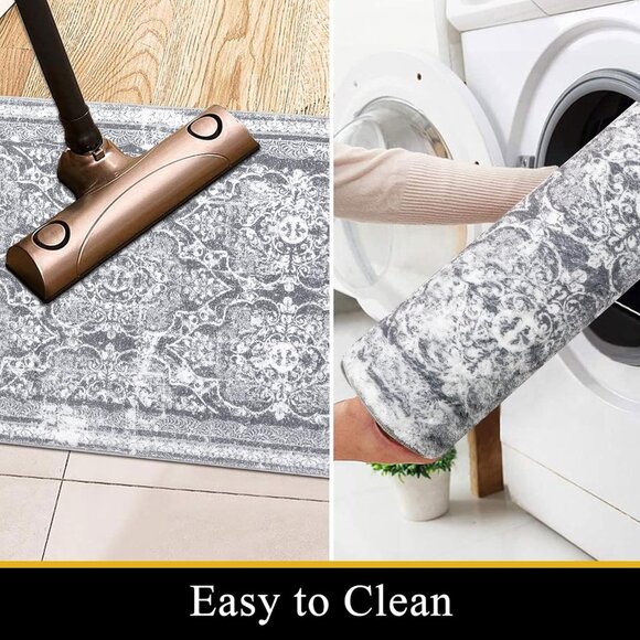 2x6 Grey Hallway Runner Rug, Soft Shaggy Washable Non-Slip Rug for Entry & Home - Picture 5 of 8